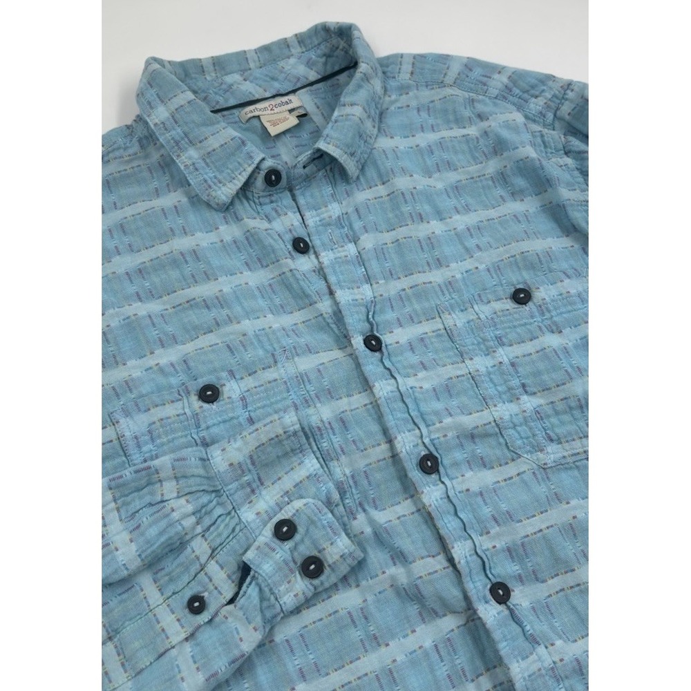 Carbon 2 Cobalt Men's L  Cotton Blue‎ Long Sleeve Button Down Shirt